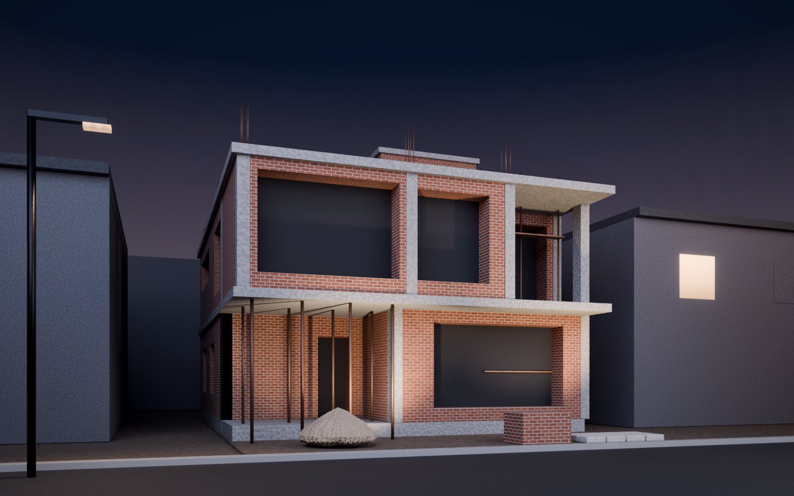 Concept render of a house at grey structure stage
