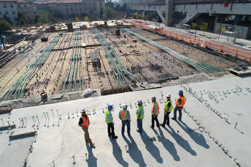 Construction team on a foundation site